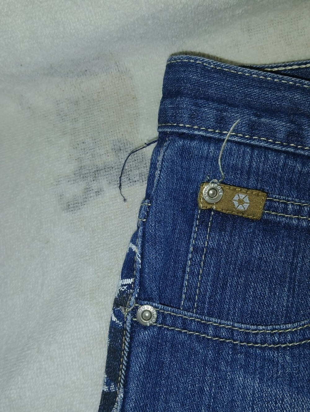 2000's South Pole Kids/Youth Med/Dark Wash Denim Jorts w/ 'SP' Logo On Pockets - Picture 6 of 7